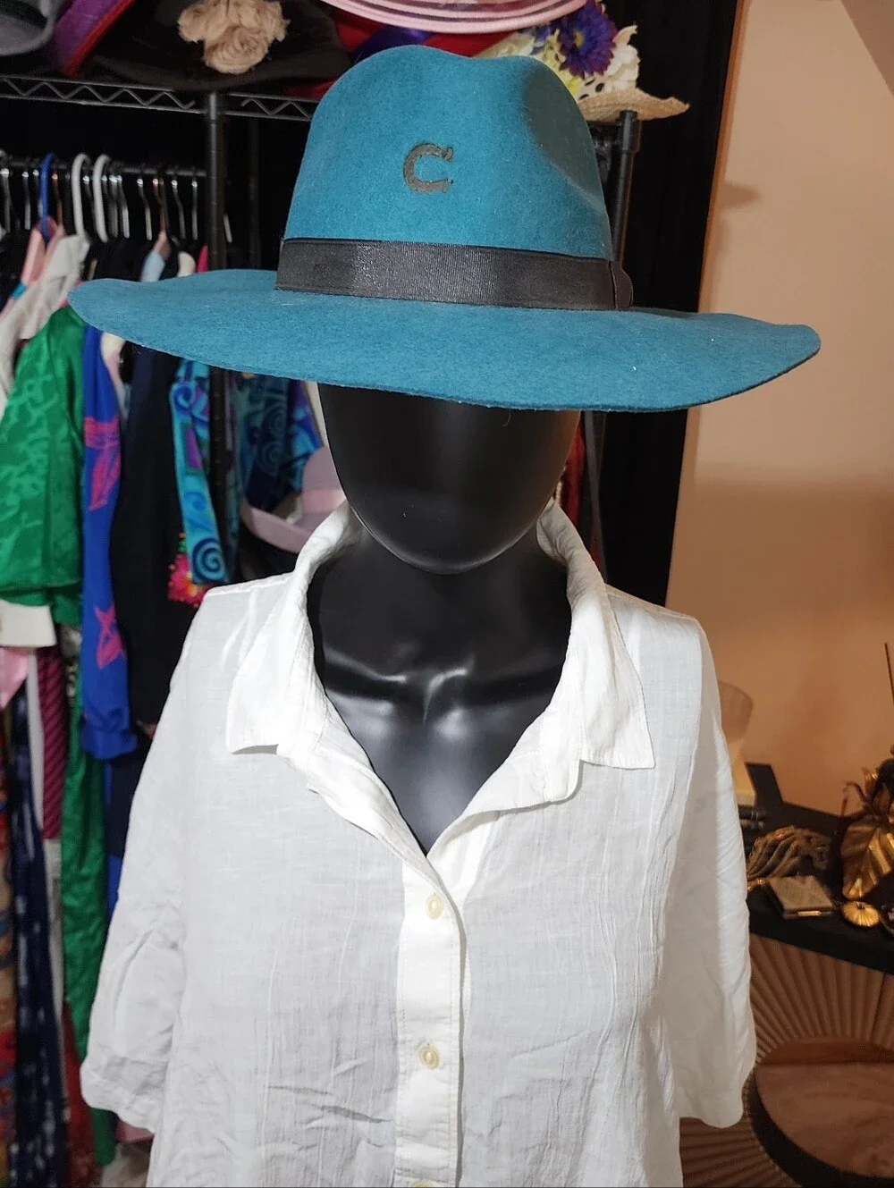 Teal Wool Fedora with Contrast Band